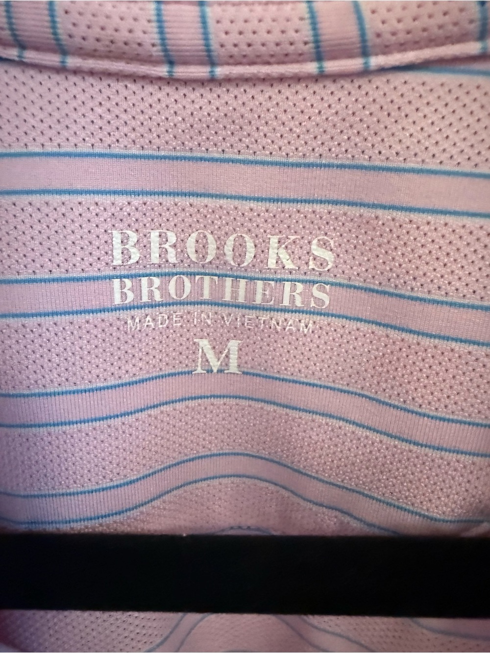 Brooks Brothers Performance Golf Polo Pink Blue Stripe Mens M - Picture 2 of 4